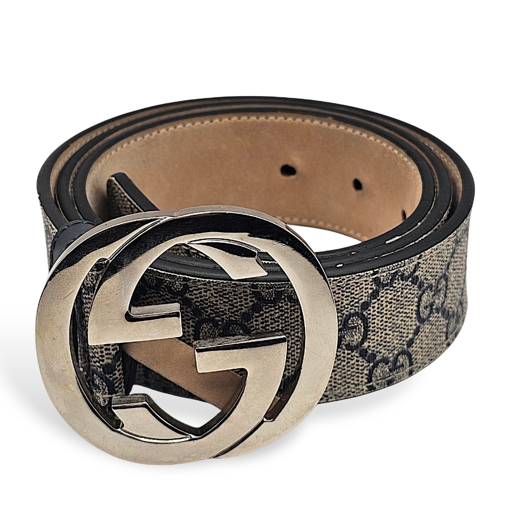 Gucci Black and Tan Monogram Belt